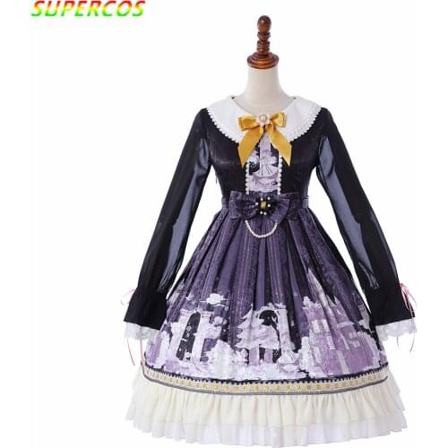 New Arrivals! High Quality Cartoon Snow Girl 3D Artistic Printing Long Sleeves Retro Princess Lolita Dress