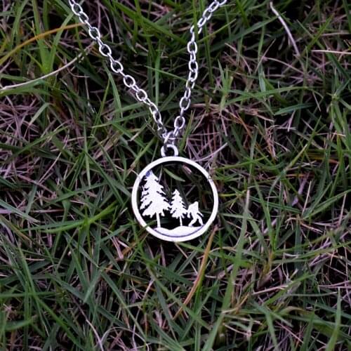 SanLan 10pcs Northwest bigfoot necklace Sasquatch Yeti pine tree jewelry camping outdoor