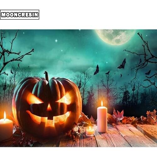 Full Square 5D Diy Diamond Painting Halloween Pumpkin Cross Stitch Diamond Embroidery 3D Rhinestone Mosaic Craft Decoration Home
