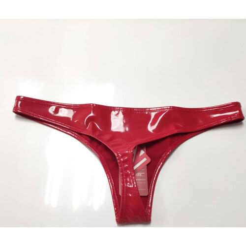 Sexy Panties Women Latex Chastity Thong PVC Tangas Erotica Mujer Sexi String Wetlook Sissy Sexy Femme Underwear Micro String
