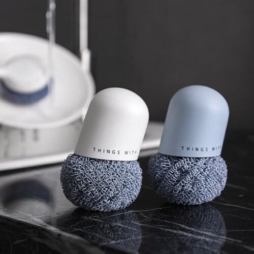 Household Pot and Dishwashing Brushes Kitchen Bathroom Cleaning Brush Removable Cleaning Ball with Handle Home Cleaning Tools