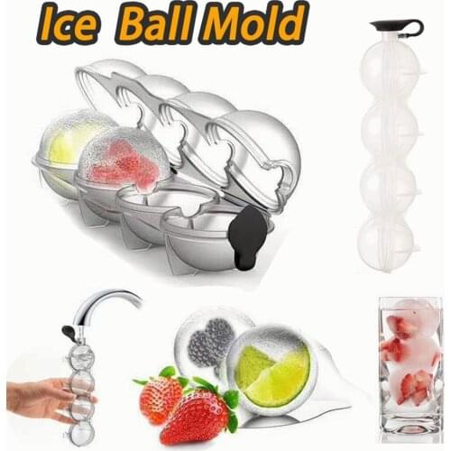 Silicone Mold 2.2 Inch Bar Ice Cube 4 Ball Maker Mold Large Tray Whiskey Mold DIY Moldes De Silicona