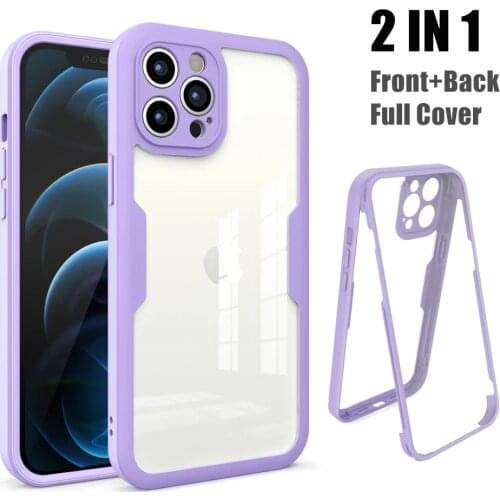 360 Full Body Silicone Case For iPhone 11 12 Pro XS Max Front+Back Shockproof Soft Phone Cover On iPhone 12Mini XR X 7 8 Plus SE