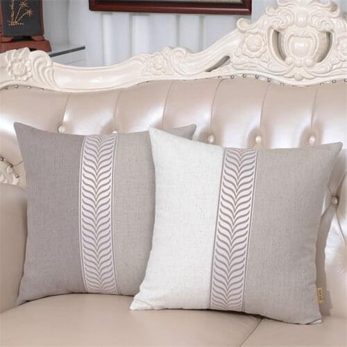 Sofa Modern Pillowcases New Chinese Style Cymbidium Embroidered High-grade Cushion Covers Simplicity Grey and White Pillows