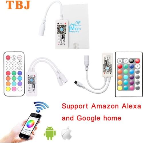 DC5-28V MINI RGB RGBW LED WIFI Music Controller For Strip Light Compatible Amazon Alexa / Google Home IR RF Remote Controllable