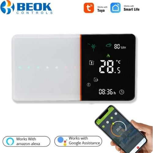 Beok Smart Tuya Wifi Thermostat Room Gas Boiler Heating Temperature Controller Large Touch Screen Programmable Works With Alexa