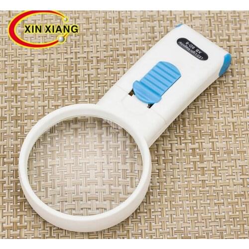 6X 66mm LED Light Magnifier Illuminated jewelry antiques Appreciation Reading Handheld Magnifying Glass for Old Man Children