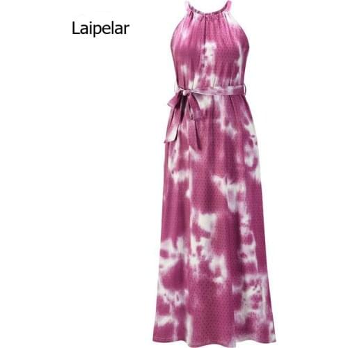 2021 Spring Summer Tie-Dyed Skirt Loose Sleeveless Beach Causal Wear Holiday Dress