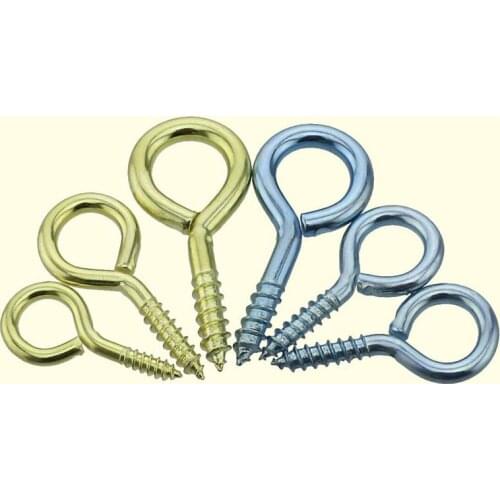 Screw Hook Zinc / Brass Plated Self Tapping Cup Hook Screws 14mm - 52mm Long