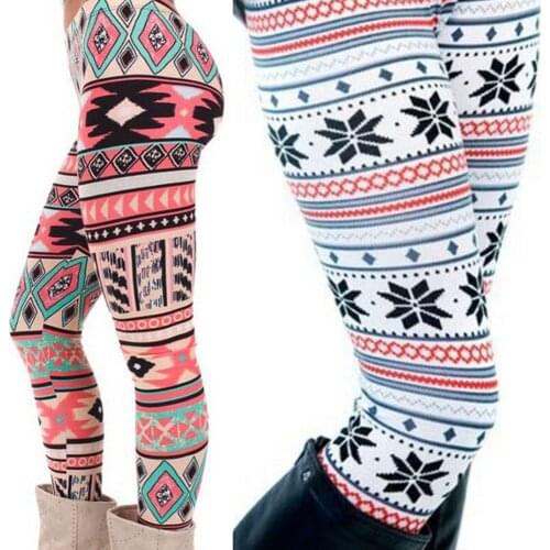 24colors Christmas Snow Elk Leggings Women Lady Casual Elasticity Skinny Printed Stretchy Pants Leggings Plus Size 4XL