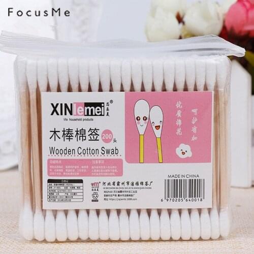 100pcs Wood Bamboo Cotton Head Swabs Makeup Disposable Clean Sticks Buds Tip Home Medical Used Cotton Swabs Microbes