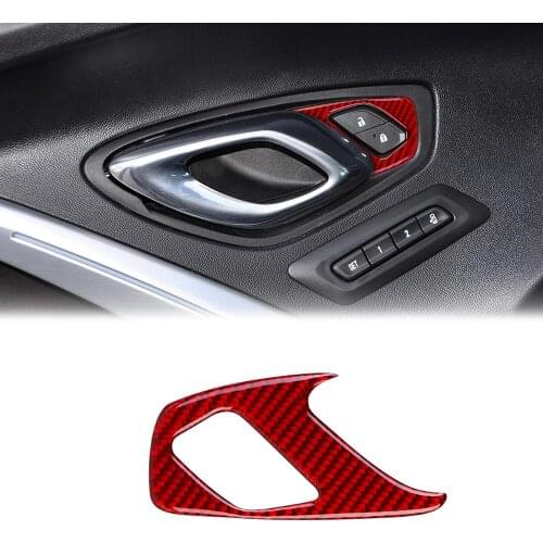 2Pcs Compatible with Carbon Fiber Car Door Lock Interior Decoration Stickers for Chevrolet Camaro 2017 2018 2019 2020