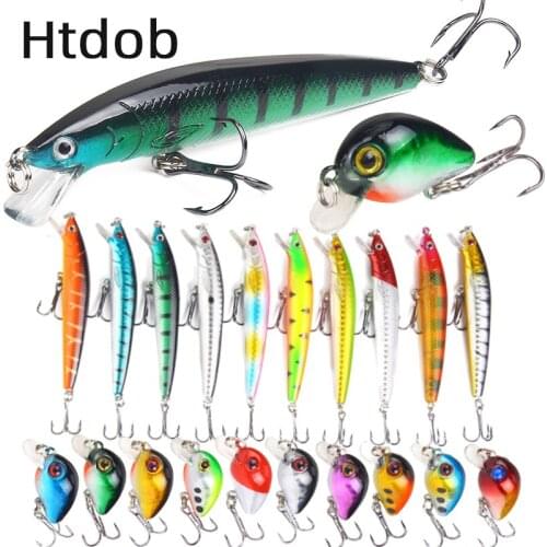 20pcs Mixed Lures Fish Crankbait 10cm Minnow Lure 3cm Popper Hard Baits Wobblers Hard Bait Artificial Accessories Jigging