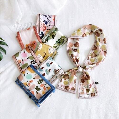 2020 Skinny Scarf Women Cute Hair Tie Band Kerchief Wrist Ribbons Fashion Head Neck Silk Satin Bag Scarfs long silk scarf