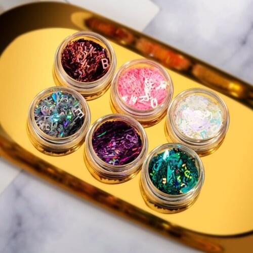 2020 Sequin Nail Sticker Summer Color Laser Letter Art Nail Sticker DIY Decorative Flash Accessories