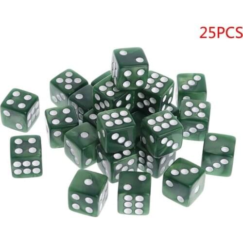 25pcs 12mm 6 Side Dice Green/Coffee Resin Square Dots Dice Club Party Entertainment Game Dice Dropshipping