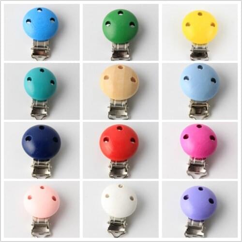 5Pcs/Lot Metal Wooden Baby Safety Pacifier Clips for Bebes Teething Holders Cute Infant Soother Clasps Holders Accessories