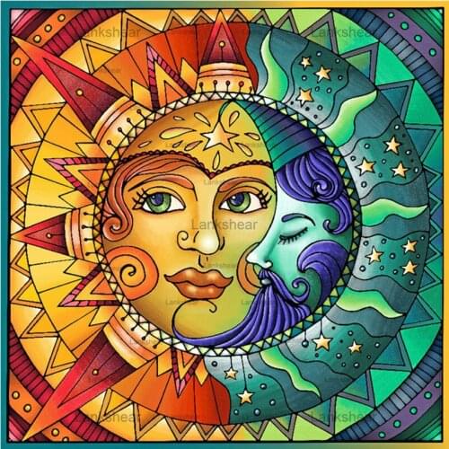 5D Diamond Painting Sun Round Moon Round Diamond Landscape Full Diamond Diy Diamond Embroidery Decorative Painting Home Decor