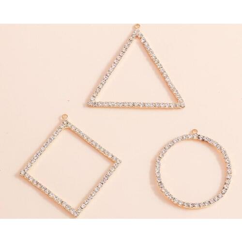 8pcs 42*39mm 3 Style Shine Crystal Geometry Charms Pendants for Necklaces Bracelets DIY Trendy Triangle Charms Jewelry Findings
