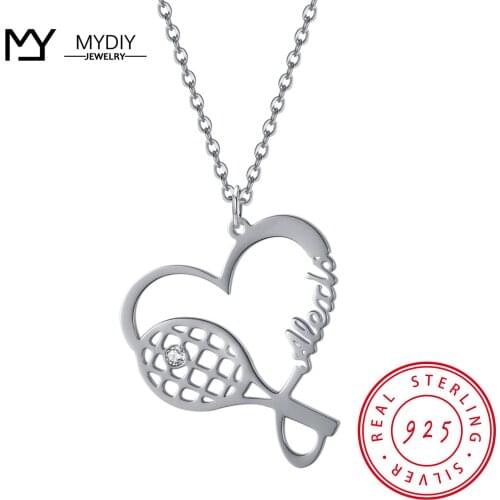 925 Sterling Silver Custom/Name Necklace Font Letter Necklace Custom Fashion Tennis Racket Custom Birth Stone Simple New Jewelry