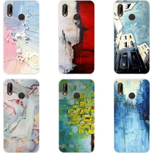 96H Art Oil Painting Graffiti Pattern inked printed Soft Silicone Tpu Cover Case for huawei Nova 3 3i p smart