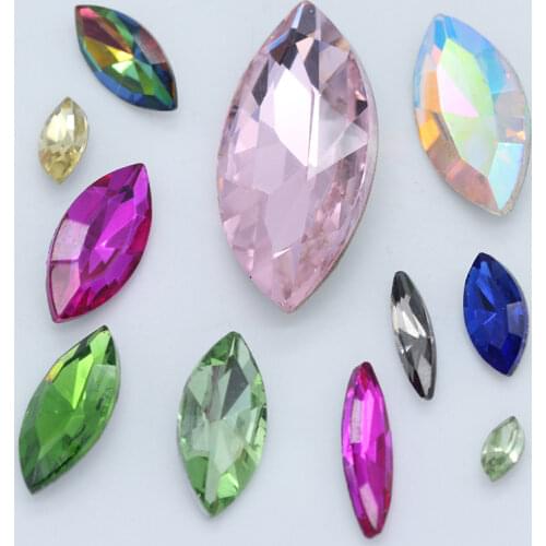 9p 13x27mm Horse eye color pointed foiled back faceted crystal glass diamante rhinestone jewels Kids Toy counter display stone