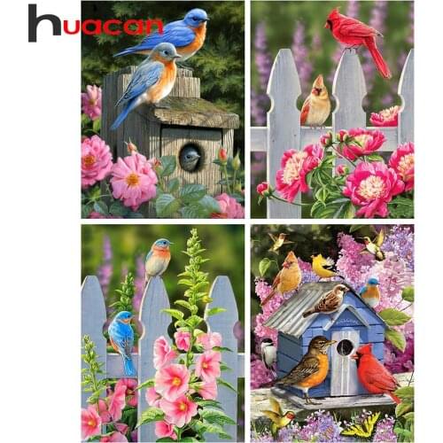 Huacan Full Diamond Embroidery Bird Flower 5D Diamond Painting Animals New Arrivals Mosaic Beaded Pictures Craft Home Decor