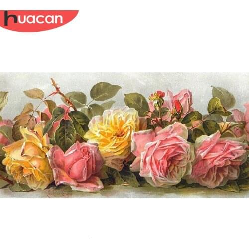 HUACAN Diamond Embroidery Rose 5D DIY Diamond Painting Flowers Full Square Drill Decoration Home