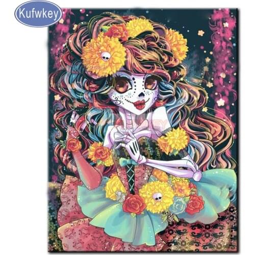 2019 New Full Square/Round Drills 5D DIY Diamond Painting Skull Girl,Halloween Scenery Diamond Embroidery Sale Cross Stitch Gift