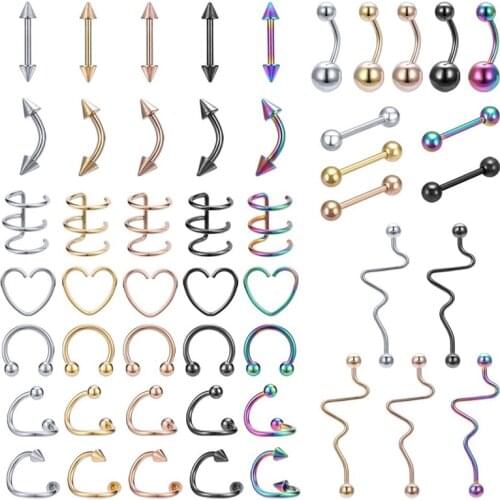 AOEDEJ Stainless Steel Ear Helix Piercings Eyebrow Piercings Lip Labret Rings Earring Tragus Barbell Piercings Body Jewelry
