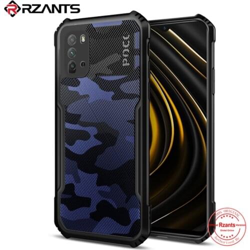 Rzants For Xiaomi POCO M3 Case Hard Camouflage Beetle Hybrid Shockproof Slim Clear Cover Clear Back Flexible TPU Frame Bumper