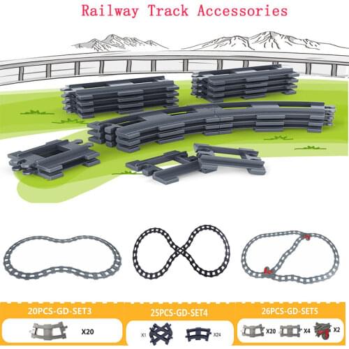 Diy Building Blocks Railway Track Accessories Compatible Kids Bricks Train Tracks Set Toys Track Toy for Children Birthday Gifts