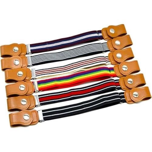 Child Kids Boy Girl Buckle Free Adjustable Elastic Waist Belt Striped Waistband