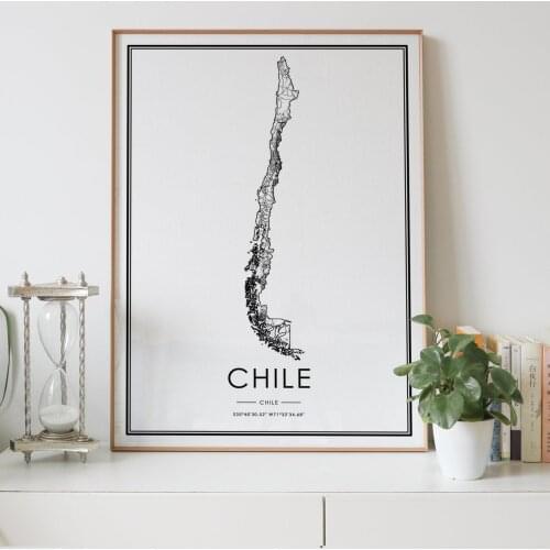 Chile country Road map Nordic Living Room Decoration Canvas Poster Modern Home Decor Art Print Painting