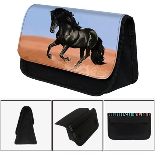 Elegant animal horse / pony print Cosmetic Case boys girls Pencil Bag kdis School Supplies Stationery Bags Gift