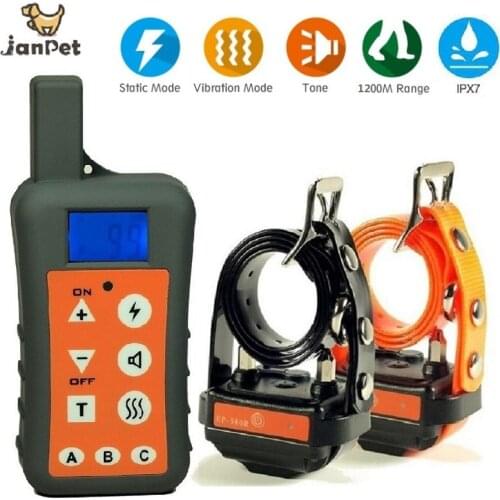 1200meters Remote Control Electric Dog Training Collar Waterproof Rechargeable Shock Collar Pet Trainer Bark Collar For Dogs