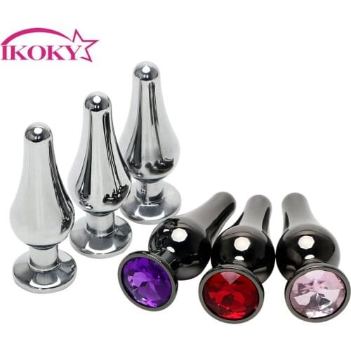 IKOKY Metal Anal Plug Jewelled Crystal Butt Plug Sex Toys for Women Men Adult Sex Products Stainless Steel Prostata Massage