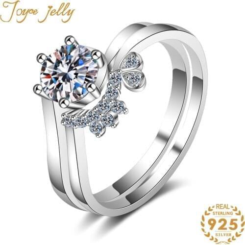 JoyceJelly Luxury Sterling Silver 925 Ring for Women Natural 0.8ct Moissanite Gemstones Female Party Fine Jewelry Gift Wholesale