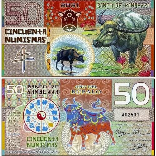 Kamberra 50 Numismas, 2021, Lunar Year OX, Polymer UNC Original Note