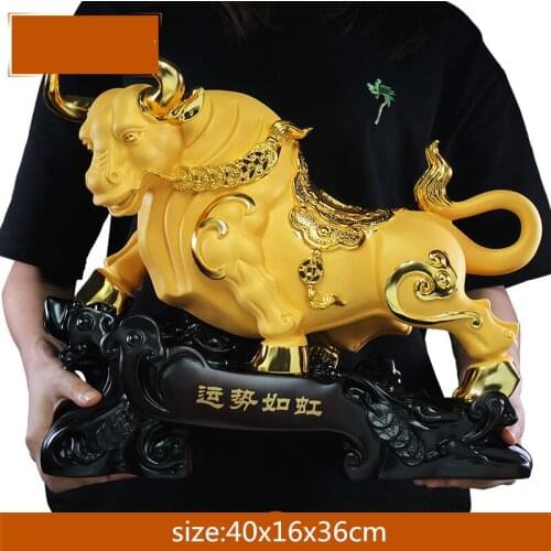 CHINESE FENG SHUI RESIN CATTLE DECORATION SHOP LIVING ROOM OFFICE DESK ROOM SHOWCASE LUCKY DECORATION HOME DECORATION