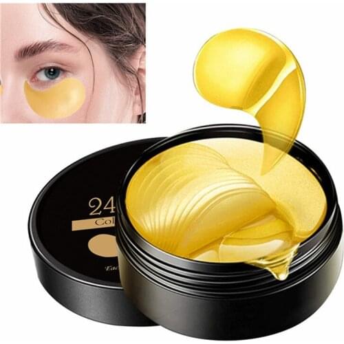 Collagen 24K Gold Eye Mask Seaweed Eye Patch Gel Remove Dark Circles Anti-Puffiness Anti-Aging Moisturizing Eyes Care-60pcs