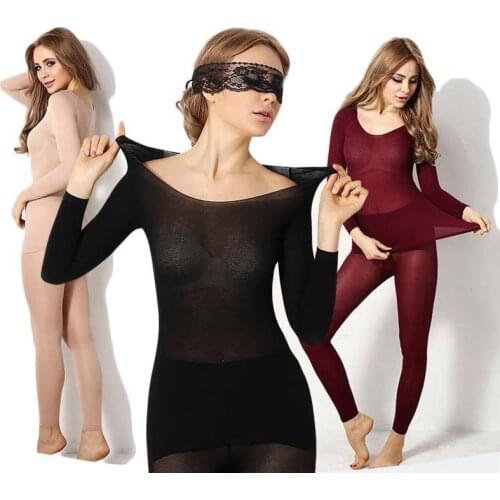 Shapers Women Winter Seamless Thermal Inner Wear Set Warm Tops+Pants 2Pcs Suit -MX8