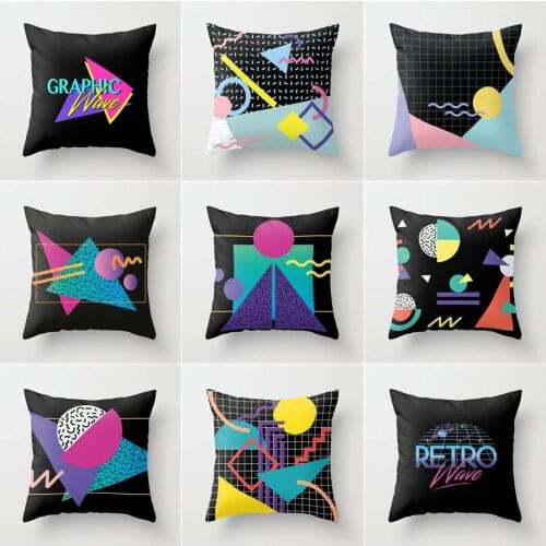 Geometric Black Throw Pillow Square Sofa Waist