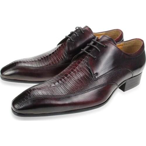 Summer Mens Dress Shoes Designer Luxury Wedding Oxfords Custom Genuine Leather Adult Lace-up Formal Shoes