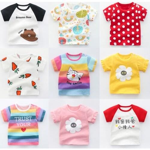 2020 Summer 1-5 Years Girls Boys T Shirt Cartoon Print Cotton Top Short Sleeve T-shirt Kid Casual T-shirt Children Clothing