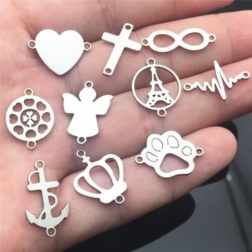 LJJAGLL Metal Alloy 10Pcs/lot Vintage Mix Jewelry Connectors For Diy Handmade Jewelry Bracelet Charms Making ALJQ018
