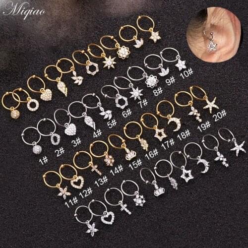 Miqiao 2pcs Explosive Sweet Stainless Steel Love Leaf Cross Geometric Pendant Earring Piercing Jewelry