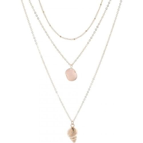 Punk Girl Fashion Necklace 2020 New Temperament All-match Sequined Conch Multilayer Copper Bead Chain Necklace Women Bohemio