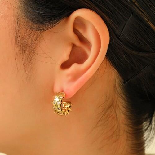 Fashion Small C Wheels Shaped Earrings For Women Trend Vintage Design Zircon Ear Studs Wedding Party Jewelry Accessories Gifts