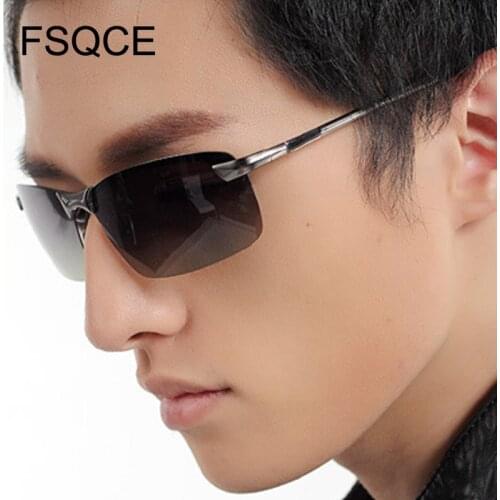 UV400 Goggles New Alloy Aluminum Men Sunglasses Brand Design Polarized Sun Glasses Driving Male Fashion Eyewear Rimless Outdoor